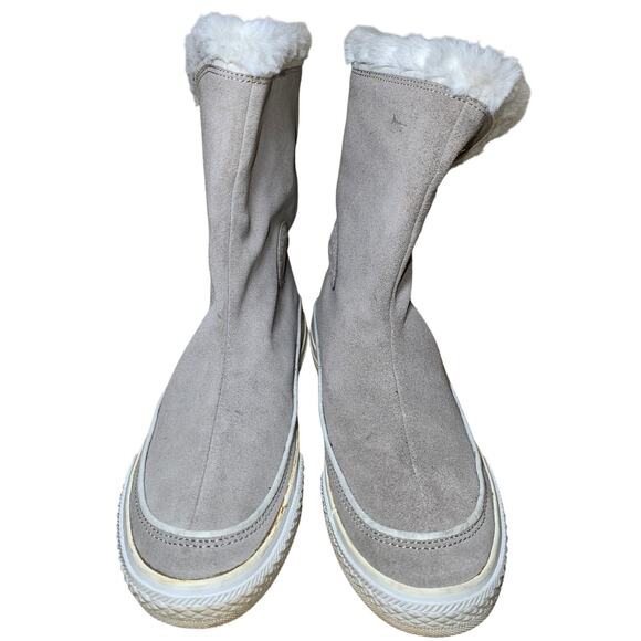 Converse All Stars Beverly Tan High Top Sneaker Boots Faux Fur US Womens 9.5 - Picture 6 of 8